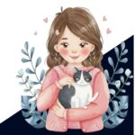 Chibi Girl with Cat Clipart Bundle (20 Files) - Image 2