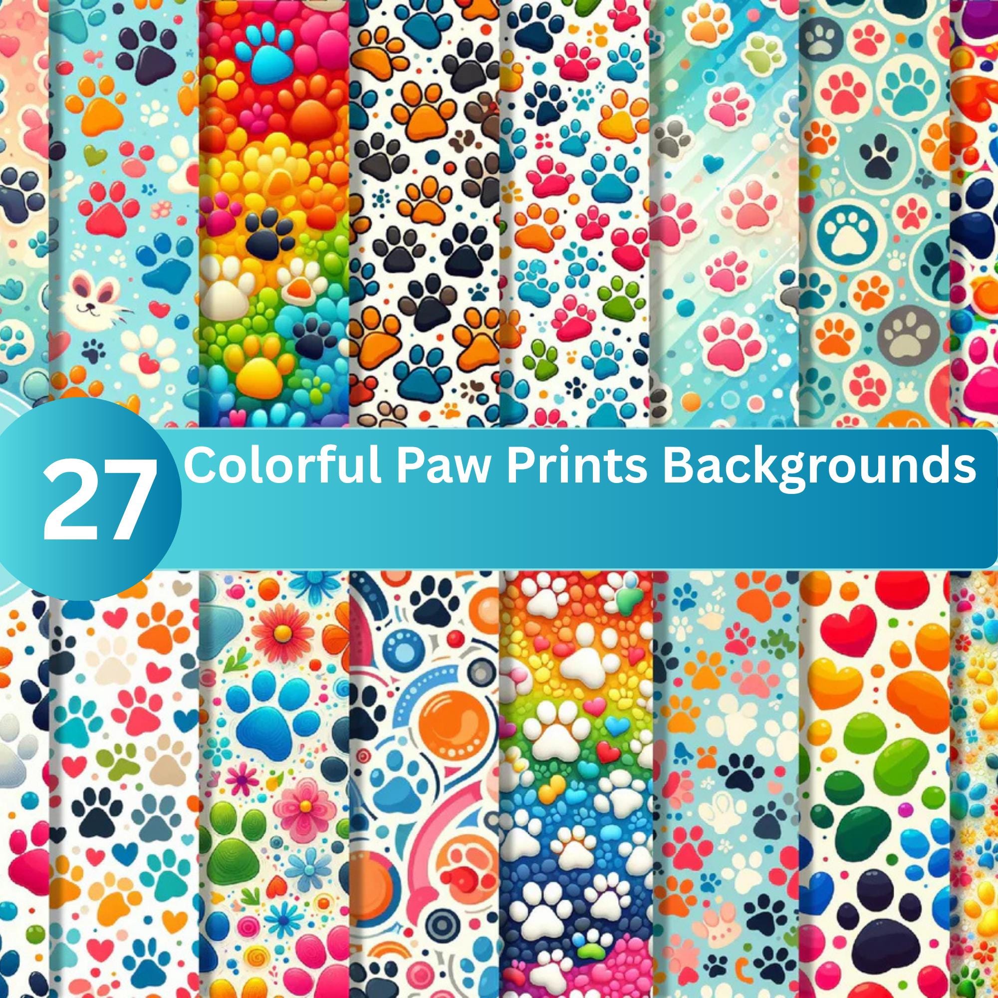 il_fullxfull.7353207182_mvs7.jpg Colorful Paw Prints Digital Papers – 27 Seamless Designs (Digital Download) - Image 1