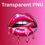 Pink Dripping Lips Clipart: Glossy Pop Art PNG (Commercial Use)