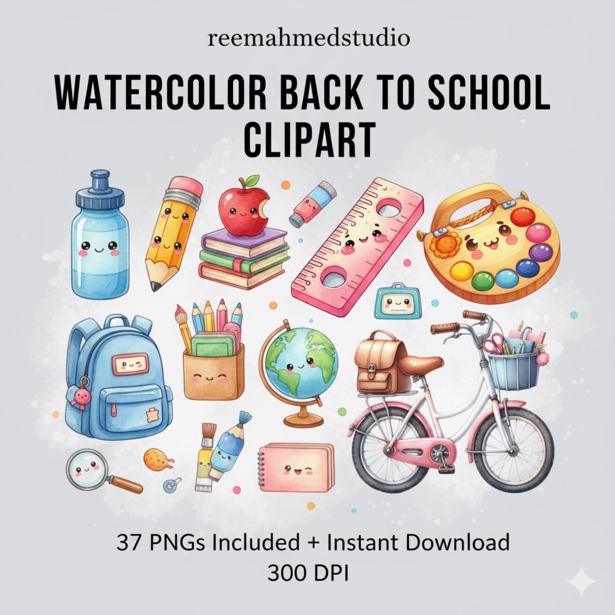 il_fullxfull.7392845328_86jb.jpg Watercolor Back to School Clipart Bundle | Teacher Graphics (37 PNG Files) - Image 1