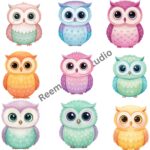 Pastel Owls Clipart Bundle | 15 PNG Files for Crafts, Scrapbooking & Digital Design - Image 2