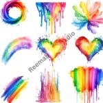 Rainbow Paint Splash Clipart Bundle | 27 Colorful PNG Files for Crafts, Scrapbooking & Digital Design - Image 2