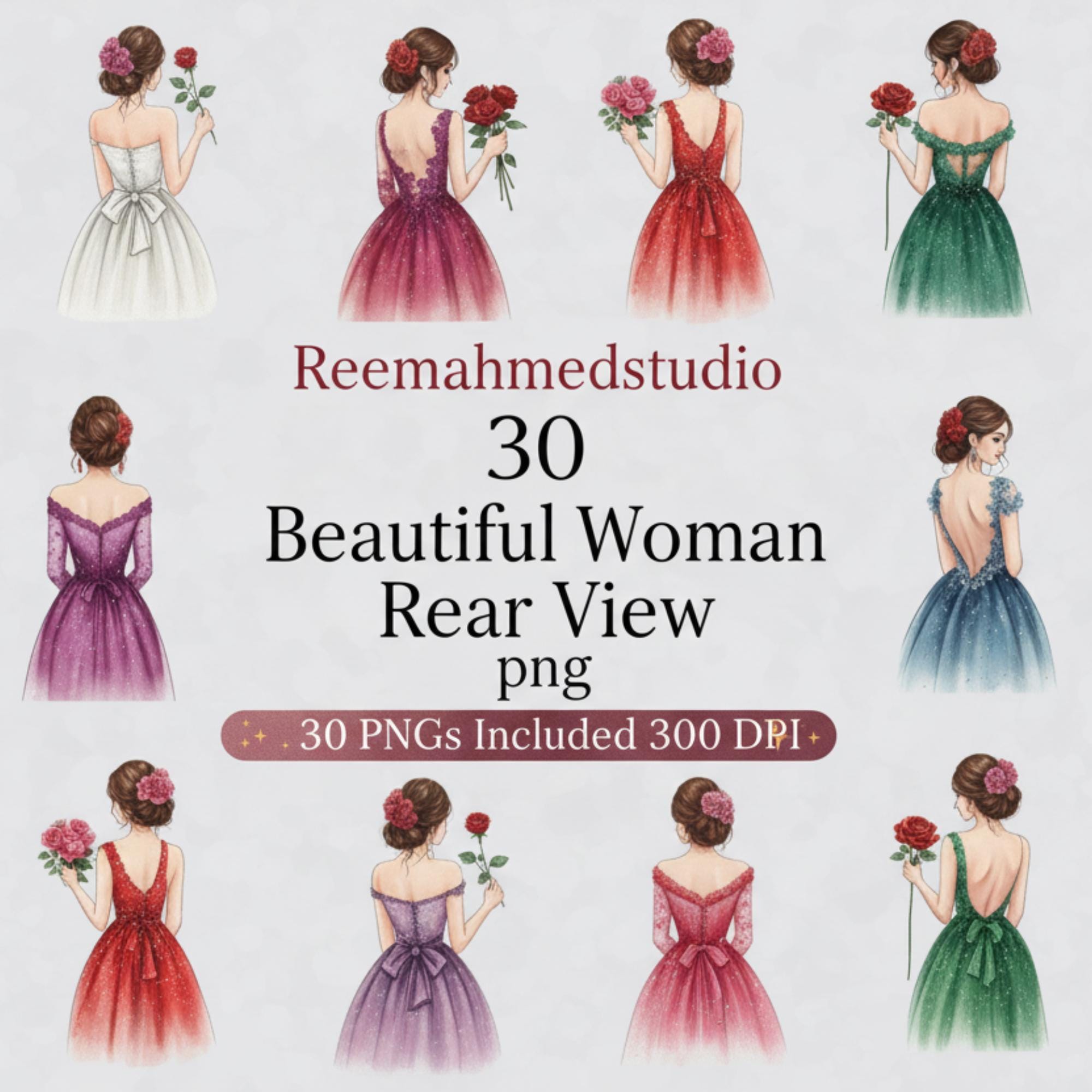 il_fullxfull.7407070896_jf4k.jpg Woman Rear View Clipart | 30 PNG Digital Files - Image 1