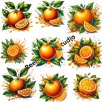 Orange Slice Clipart Set | 21 PNG Quarter Fruit Graphics for Stickers, Invitations & DIY Projects - Image 2