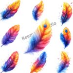 Rainbow Feathers Clipart Bundle | 30 PNG Files for Colorful Crafts, Scrapbooking & Digital Design - Image 2