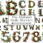 Alphabet Holly Berries Clipart Bundle – 36 Festive PNG Files, Christmas Letters Digital Download