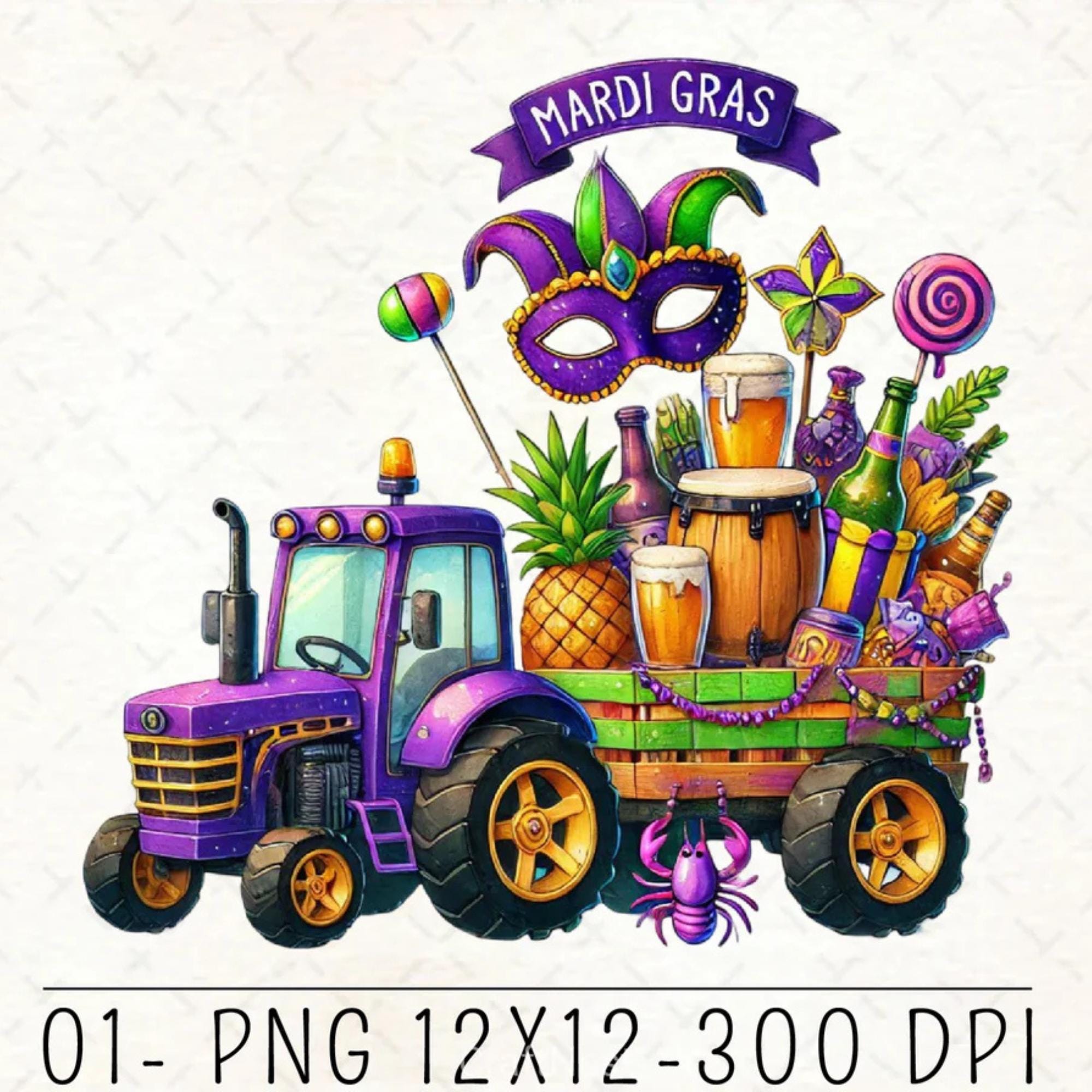 il_fullxfull.7458263351_icrh.jpg Mardi Gras Vibes Clipart Bundle | PNG Transparent Background | Instant Digital Download for Crafts - Image 1