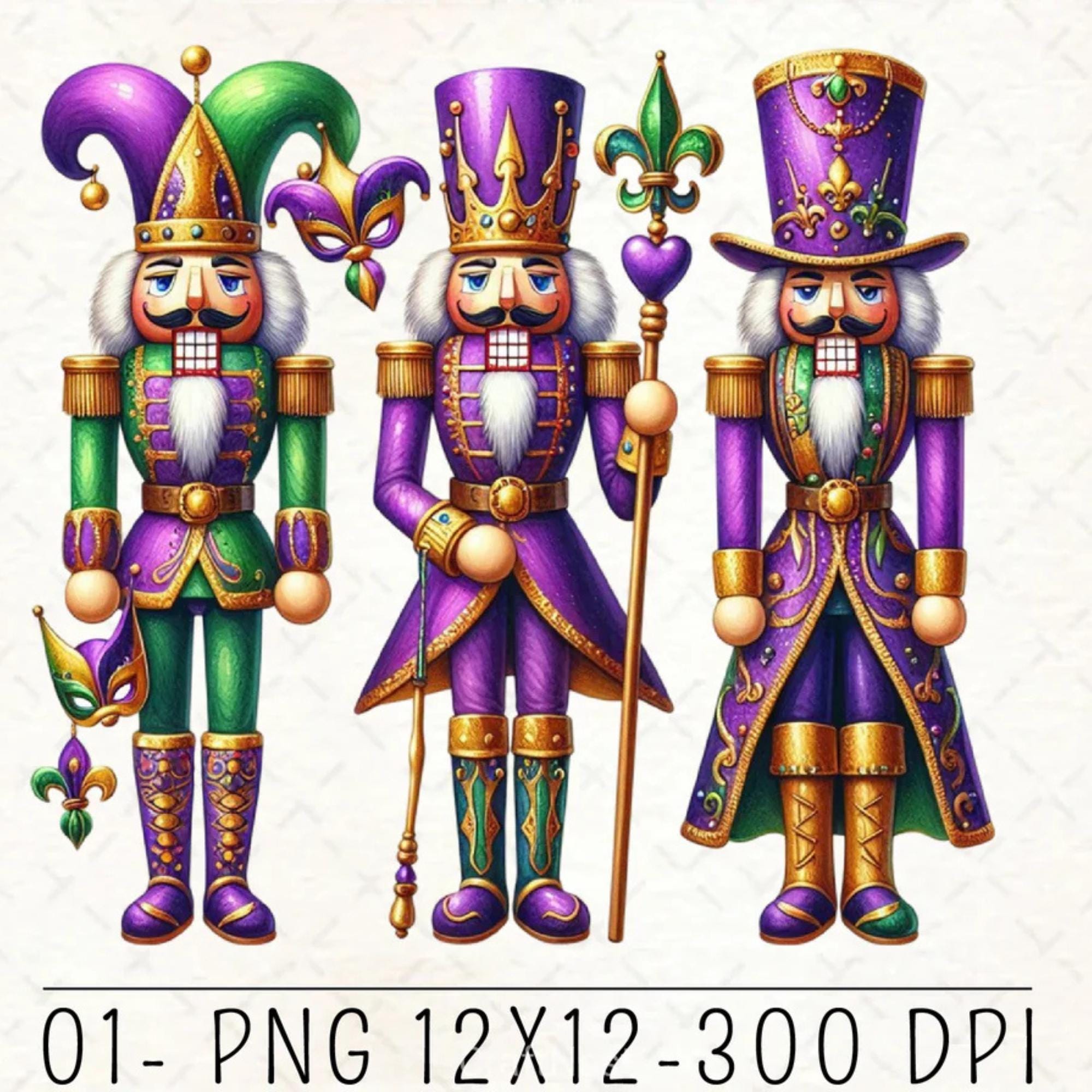 il_fullxfull.7458345819_tpmj.jpg Nutcracker Mardi Gras Clipart | PNG Transparent Background | Instant Digital Download for Crafts & Invitations - Image 1
