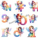 Cute Fairy Alphabet Clipart Bundle | 36 PNG Designs | Transparent Background Digital Download for Crafts - Image 2